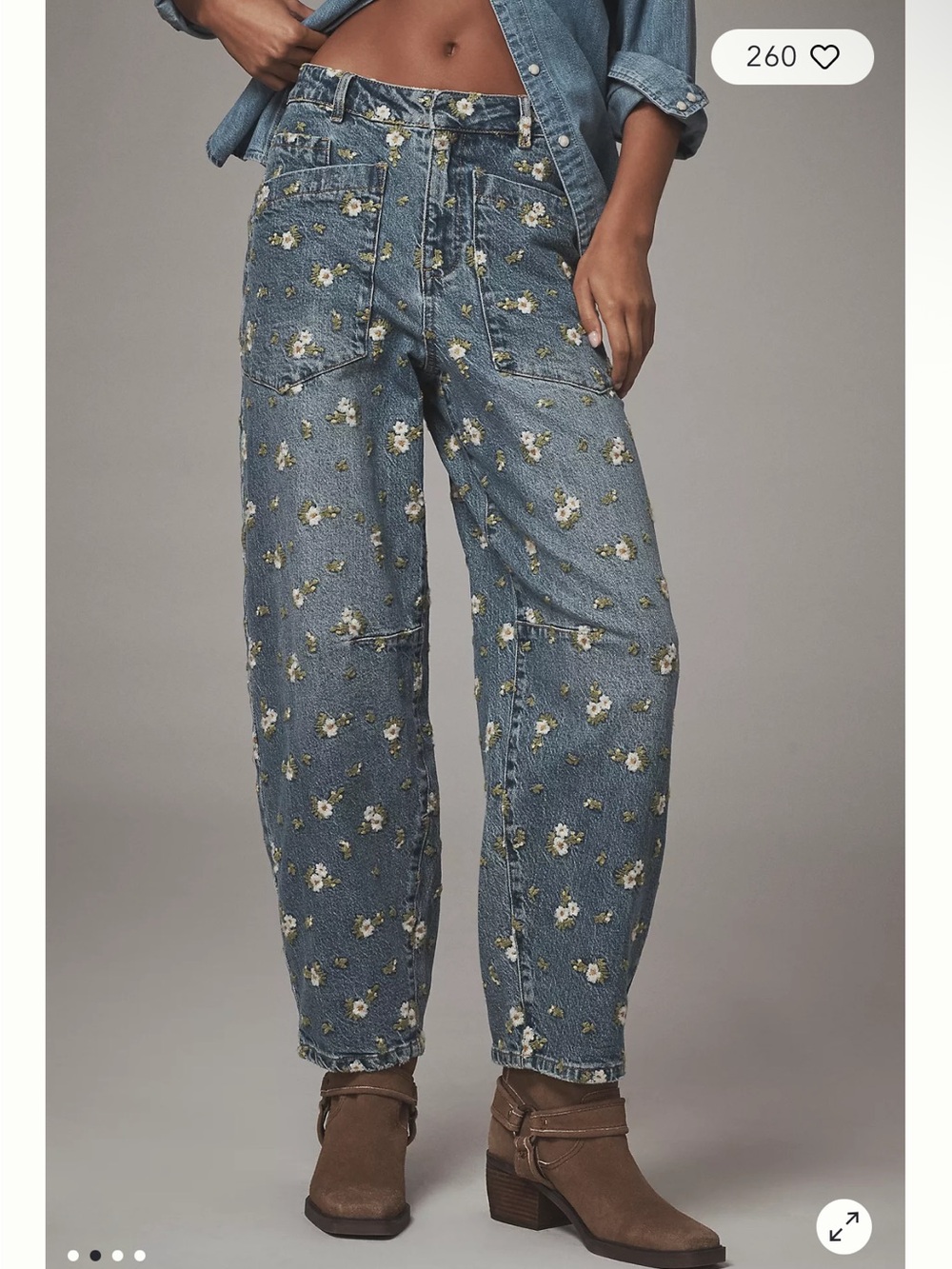 180.NWT Anthropology  Embroidered High-Rise Barrel jeans - Picture 5 of 5